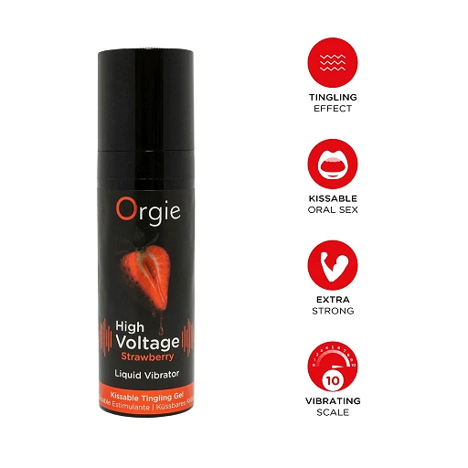 Żel wibrujący Orgie High Voltage Strawberry – truskawkowy, 15 ml