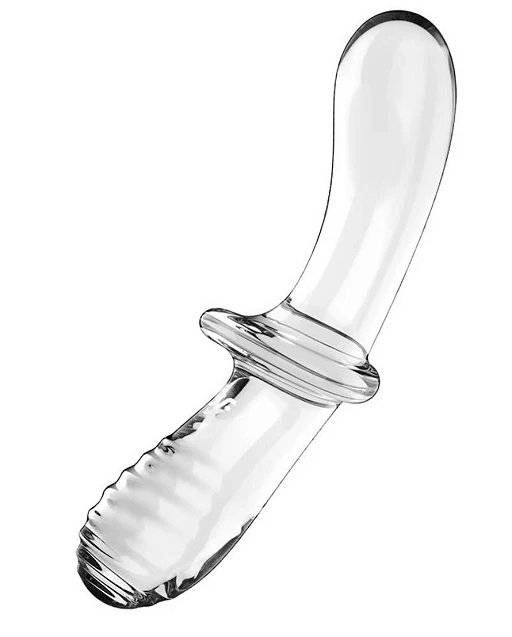 Podwójne dildo Double Crystal – szkło, gładkie i żebrowane