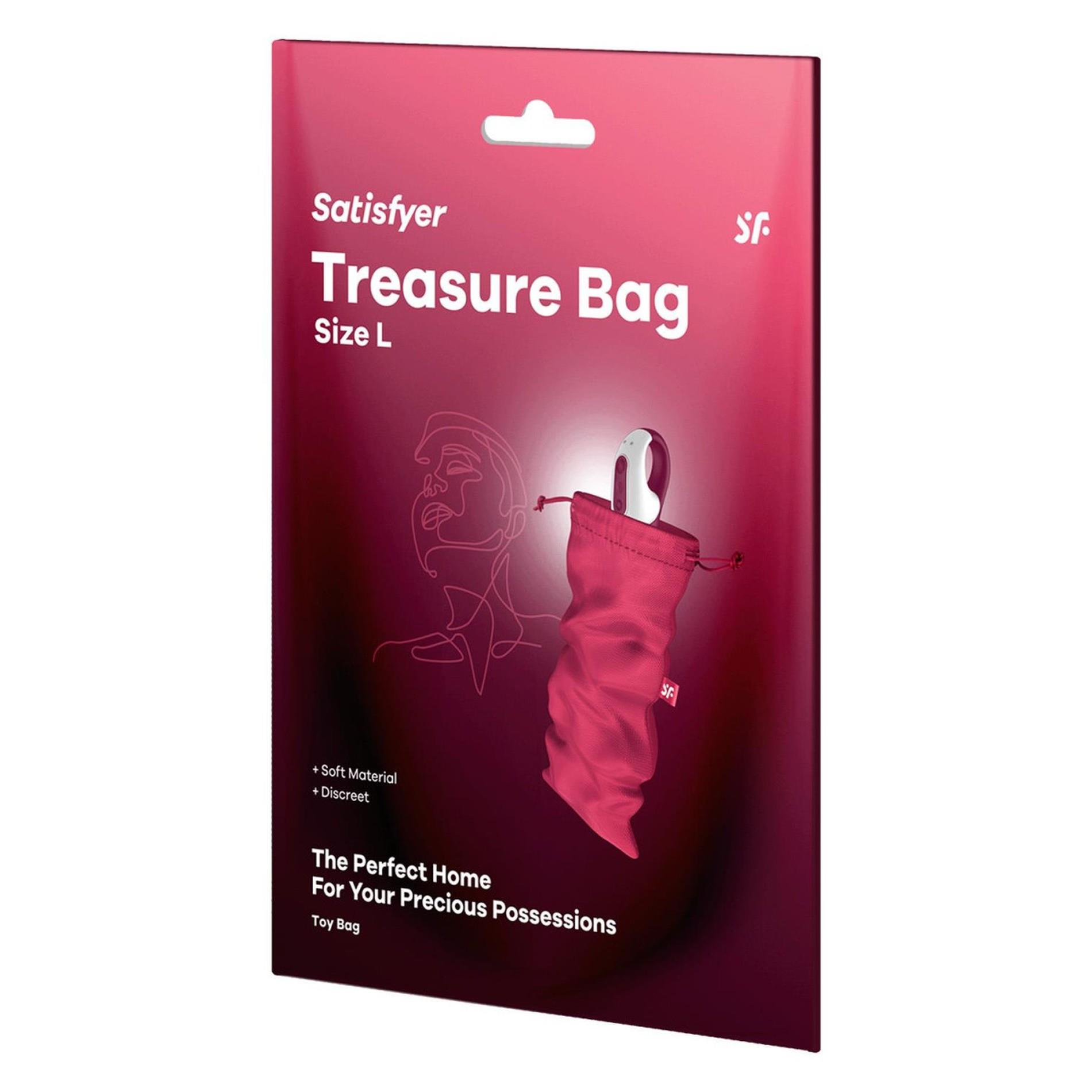 Woreczek na akcesoria Satisfyer Treasure Bag L – różowy, ze ściągaczem — zdjęcie 3