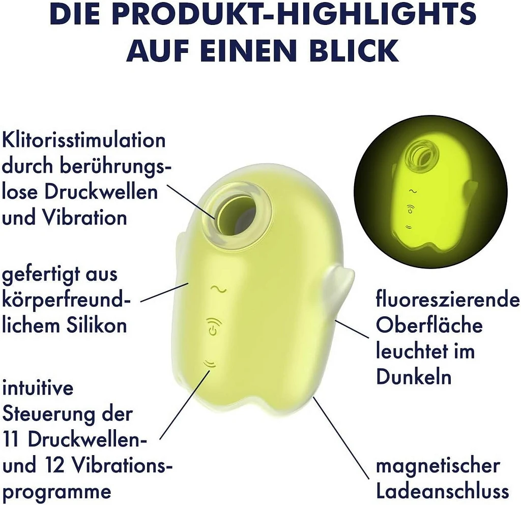 Stymulator łechtaczki Satisfyer Glowing Ghost – Air Pulse i wibracje — zdjęcie 3