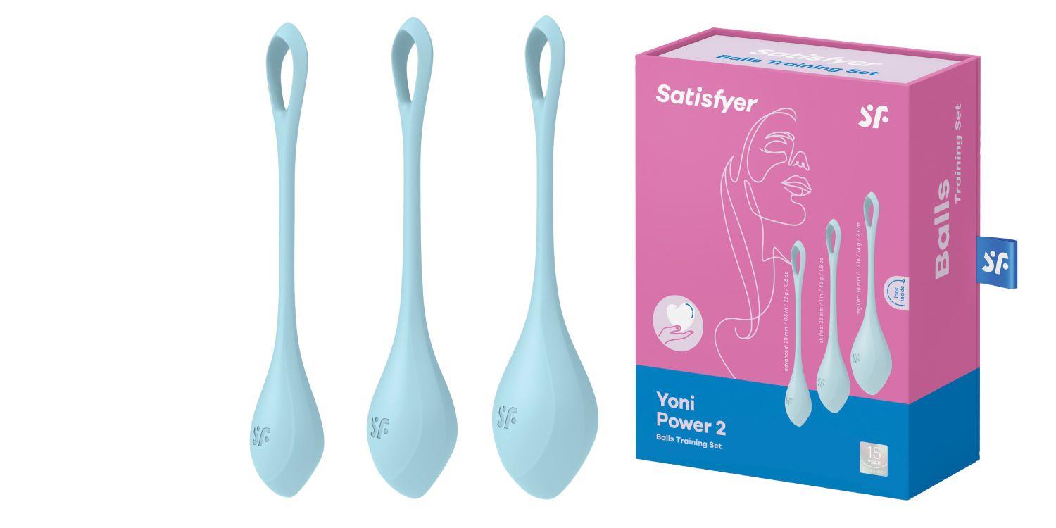 Zestaw kulek Satisfyer Yoni Power 2 - zestaw 3 szt. jasnoniebieski — zdjęcie 3
