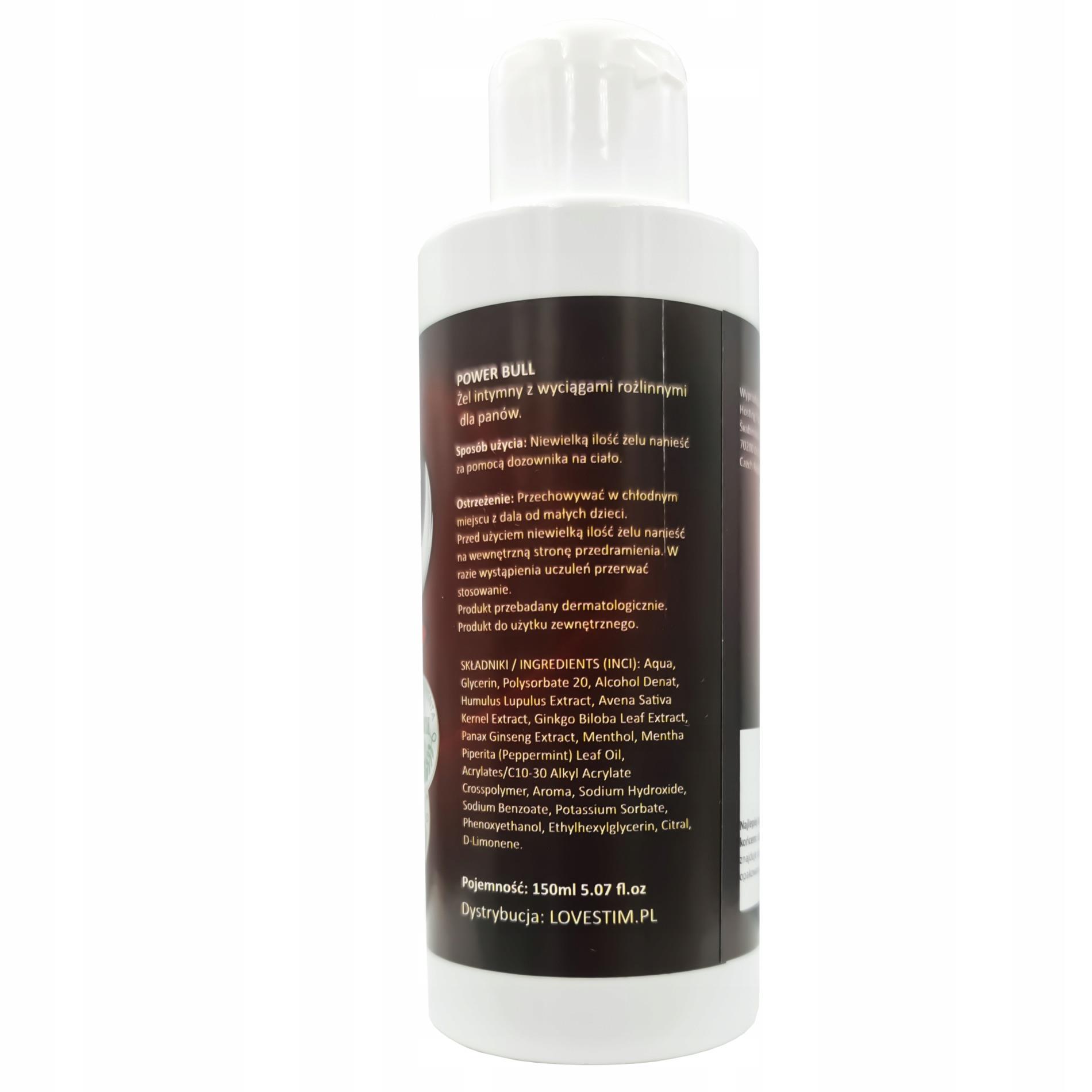 Żel na erekcję Power Bull - wyciągi roślinne, 150 ml — zdjęcie 2