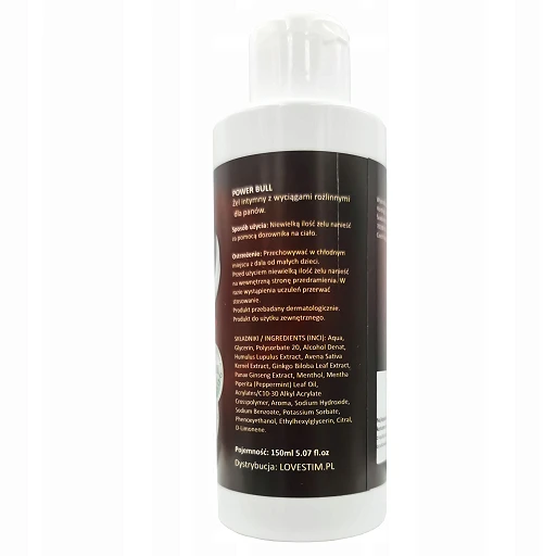 Żel na erekcję Power Bull - wyciągi roślinne, 150 ml — zdjęcie 2