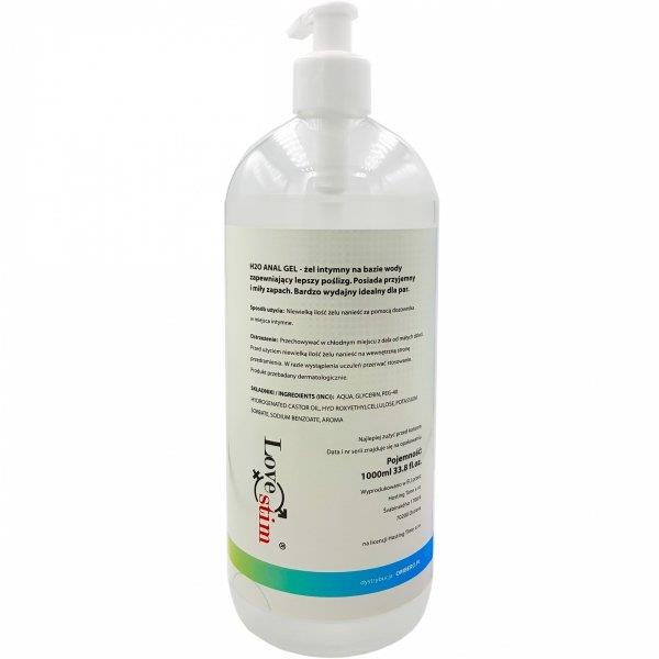 Żel analny H2O - na bazie wody, z pompką, 1000 ml — zdjęcie 2