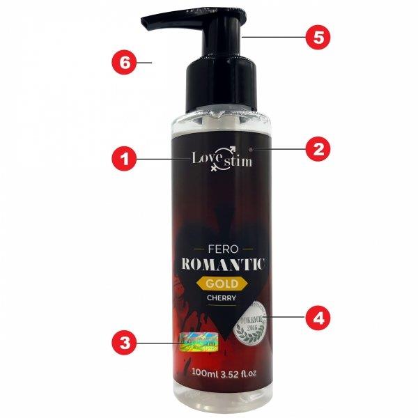 Olejek do masażu Fero Romantic Gold - feromony, wiśnia, 100 ml — zdjęcie 3