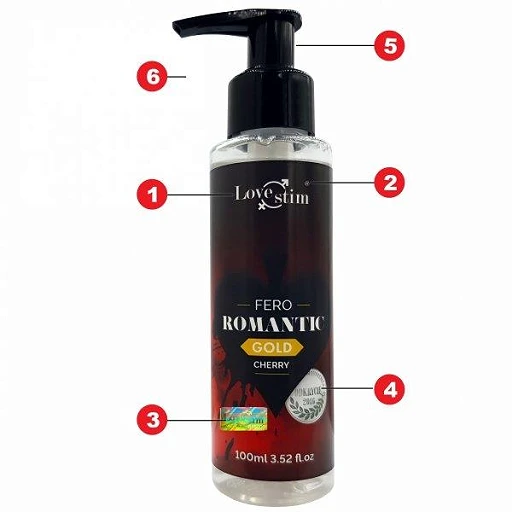 Olejek do masażu Fero Romantic Gold - feromony, wiśnia, 100 ml — zdjęcie 3