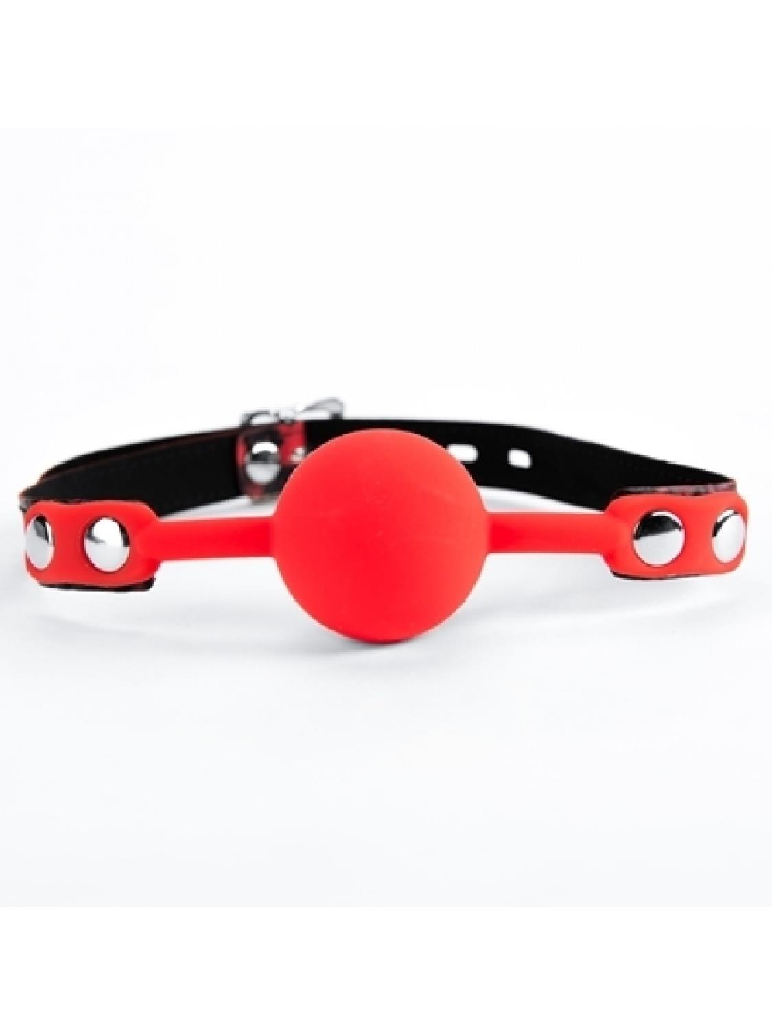 Knebel kulkowy Red Leopard – silikonowy, z zamkiem — zdjęcie 1