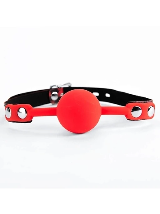 Knebel kulkowy Red Leopard – silikonowy, z zamkiem