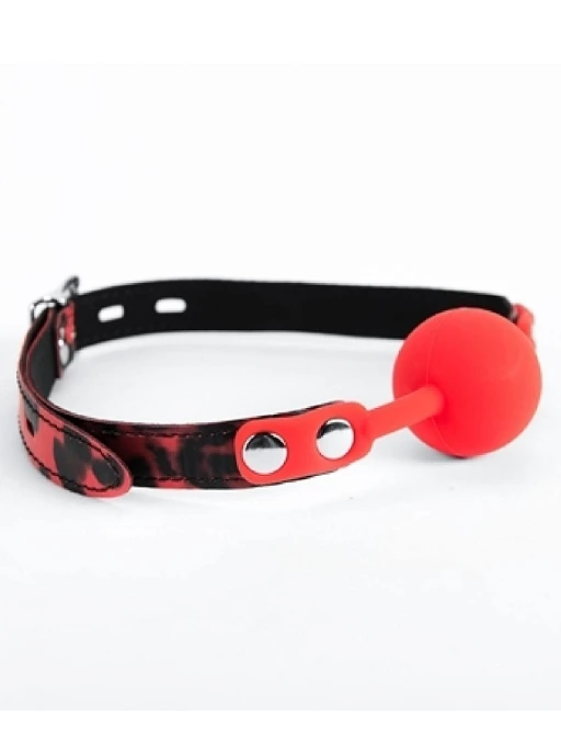 Knebel kulkowy Red Leopard – silikonowy, z zamkiem — zdjęcie 2