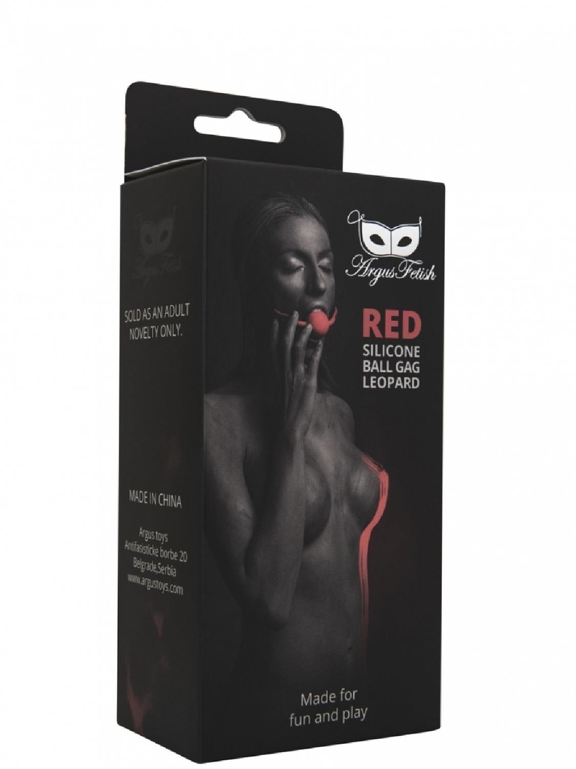 Knebel kulkowy Red Leopard – silikonowy, z zamkiem — zdjęcie 3