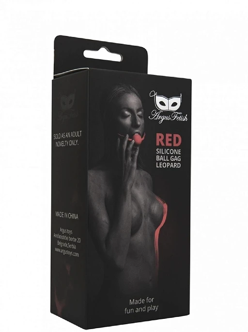 Knebel kulkowy Red Leopard – silikonowy, z zamkiem — zdjęcie 3