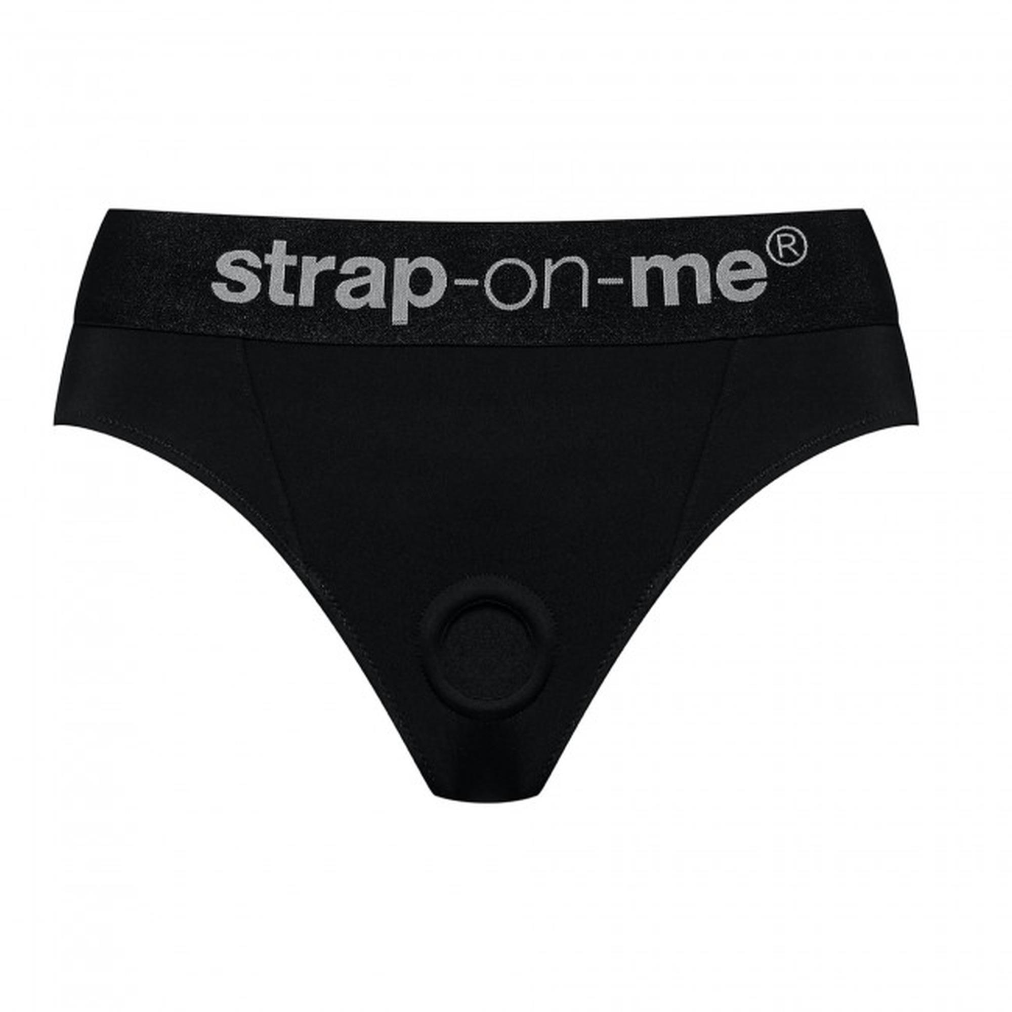 Uprząż strap-on – czarna, mikrofibra, regulowane podwiązki, L — zdjęcie 1
