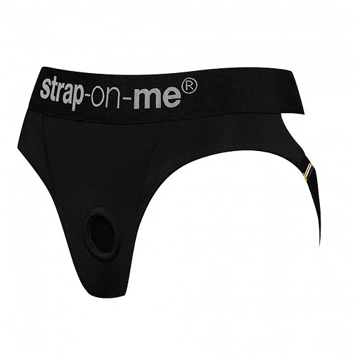 Uprząż strap-on – czarna, mikrofibra, regulowane podwiązki, L — zdjęcie 2