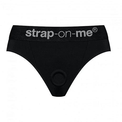 Majtki strap-on z uprzężą – czarne, regulowane podwiązki, XL