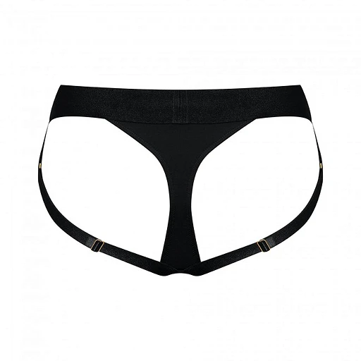 Majtki strap-on z uprzężą – czarne, regulowane podwiązki, XL — zdjęcie 3