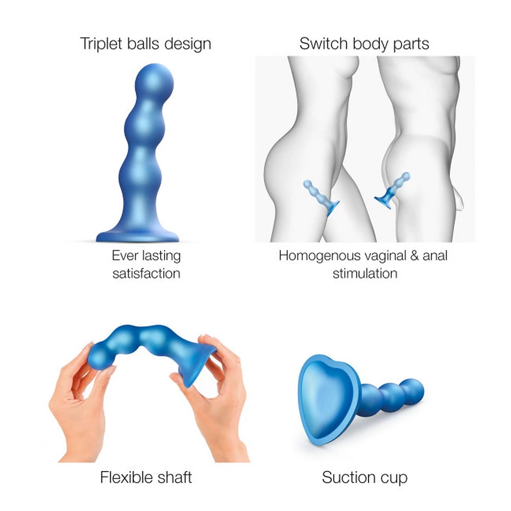 Dildo Plug Balls S – 3 kulki, elastyczny silikon, przyssawka — zdjęcie 3