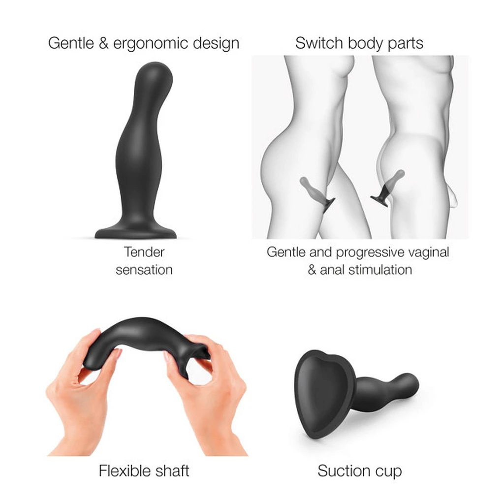 Dildo plug Curvy XL – silikon, przyssawka, kompatybilne z uprzężą — zdjęcie 5