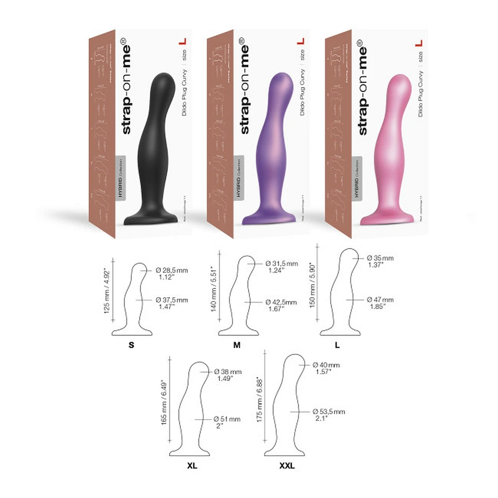 Dildo Plug Curvy S – metaliczny róż, silikon, przyssawka — zdjęcie 4