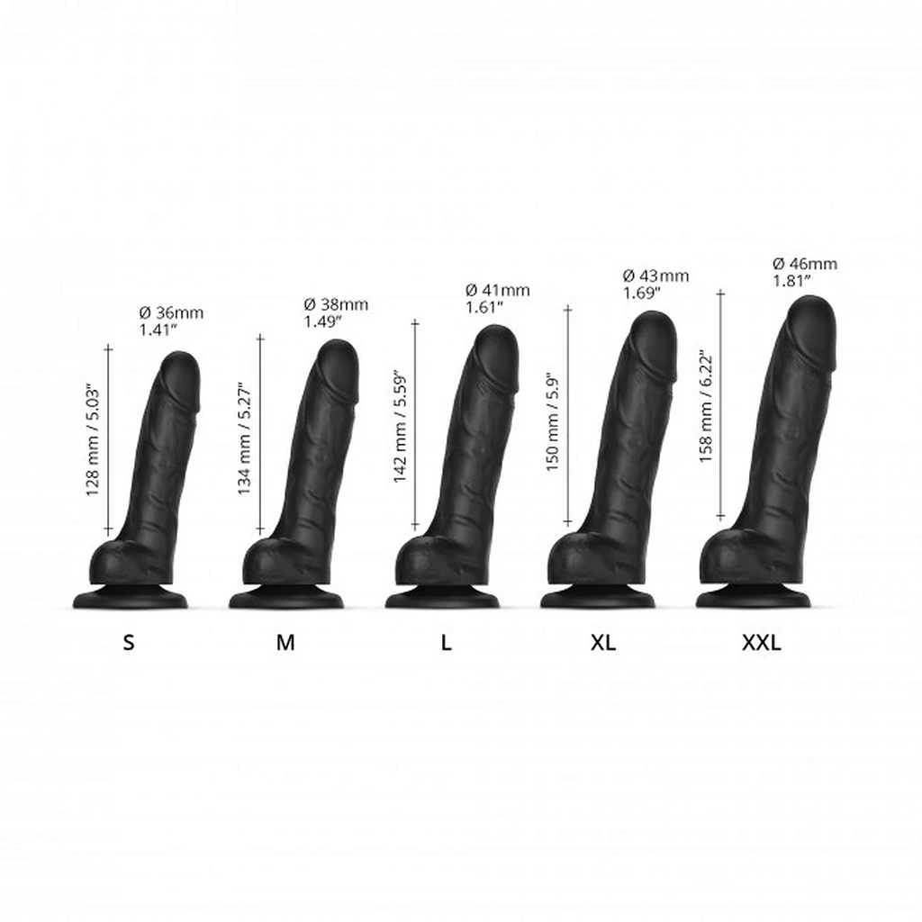 Realistyczne dildo Sliding Skin S – silikon, 17 cm, czarne — zdjęcie 4