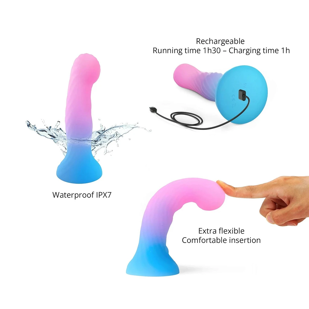 Dildo Candy Loop – silikonowe, LED, przyssawka — zdjęcie 3