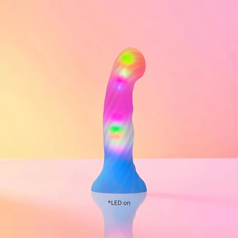 Dildo Candy Loop – silikonowe, LED, przyssawka