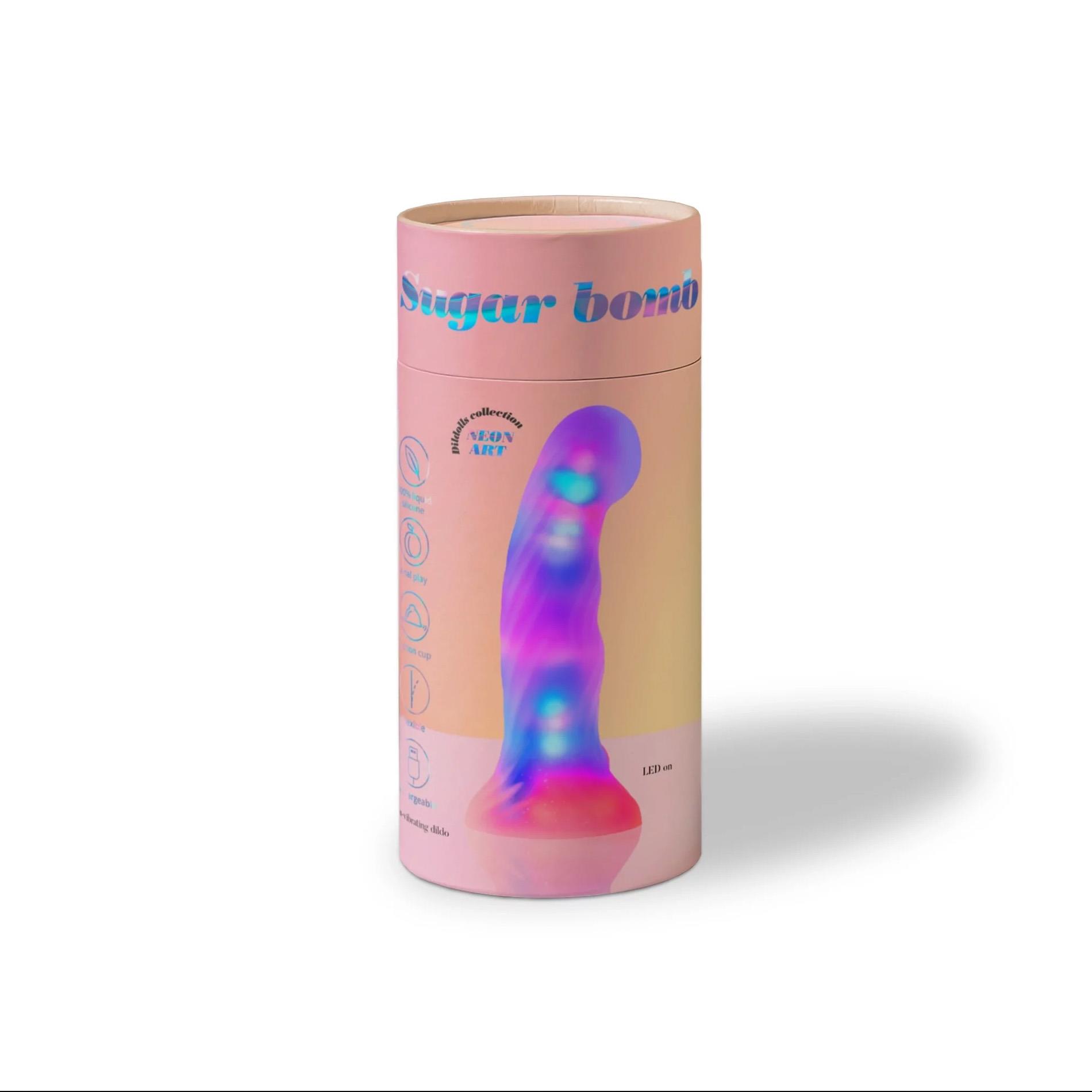 Dildo Sugar Bomb LED – silikon, 14,3 cm, przyssawka — zdjęcie 2