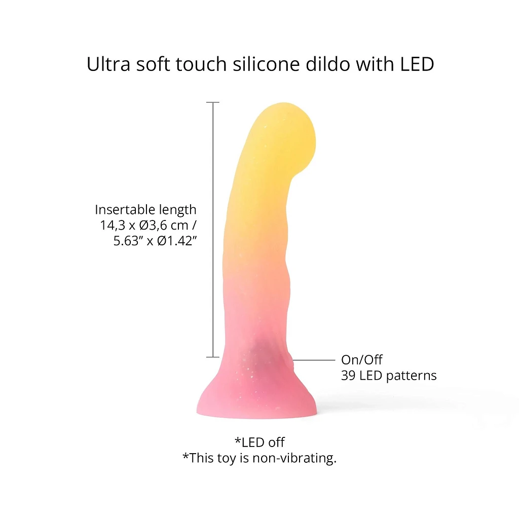 Dildo Sugar Bomb LED – silikon, 14,3 cm, przyssawka — zdjęcie 3