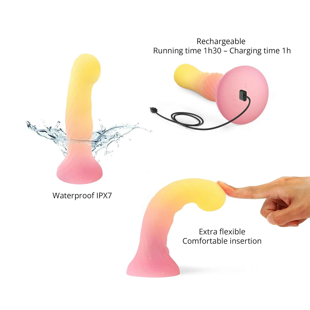 Dildo Sugar Bomb LED – silikon, 14,3 cm, przyssawka — zdjęcie 4