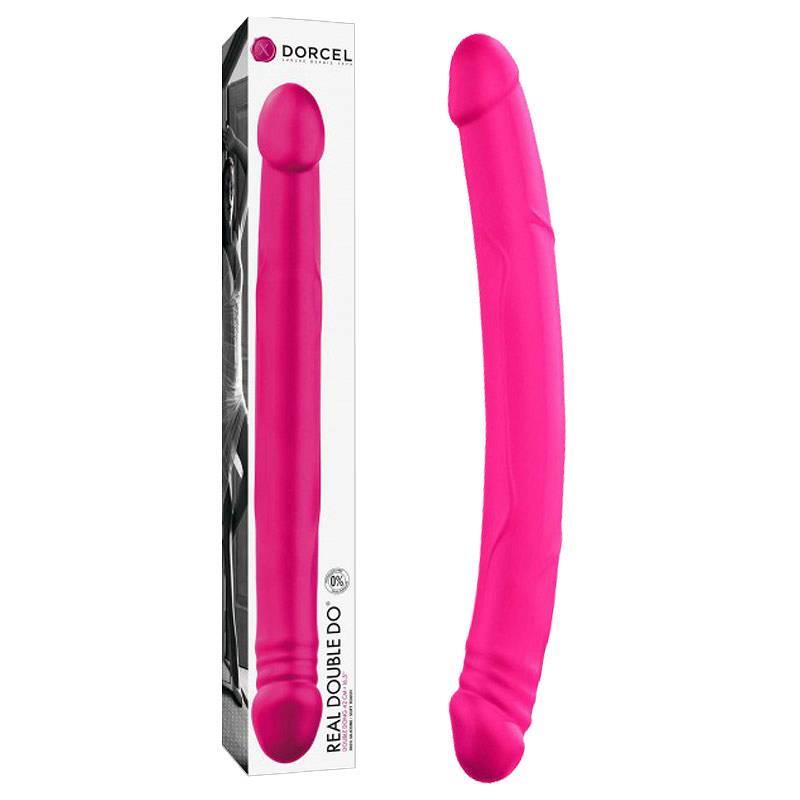 Podwójne dildo Real Double - 42 cm, silikon, magenta — zdjęcie 2
