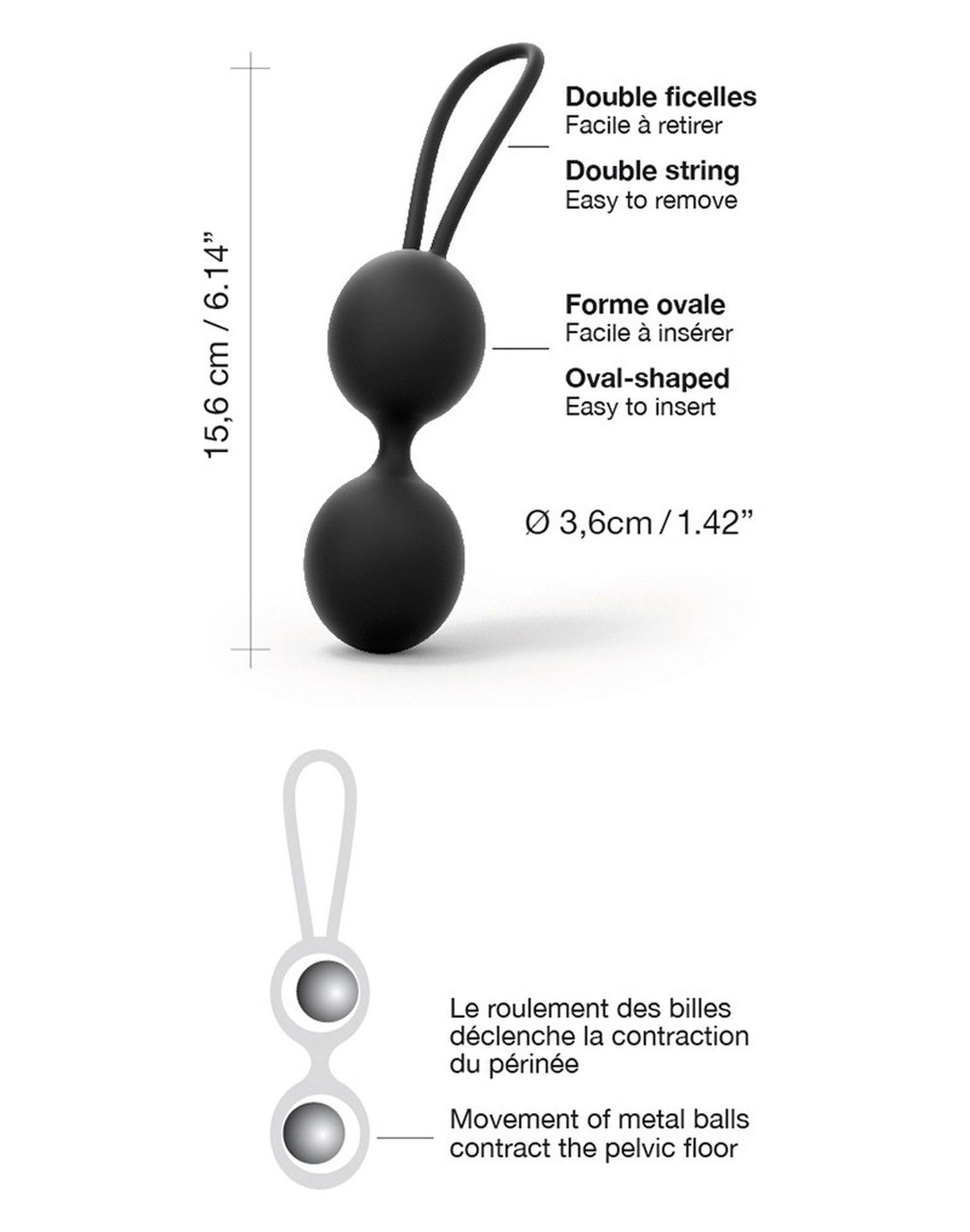 Kulki gejszy Dual Balls Noir – silikonowe, owalne — zdjęcie 3