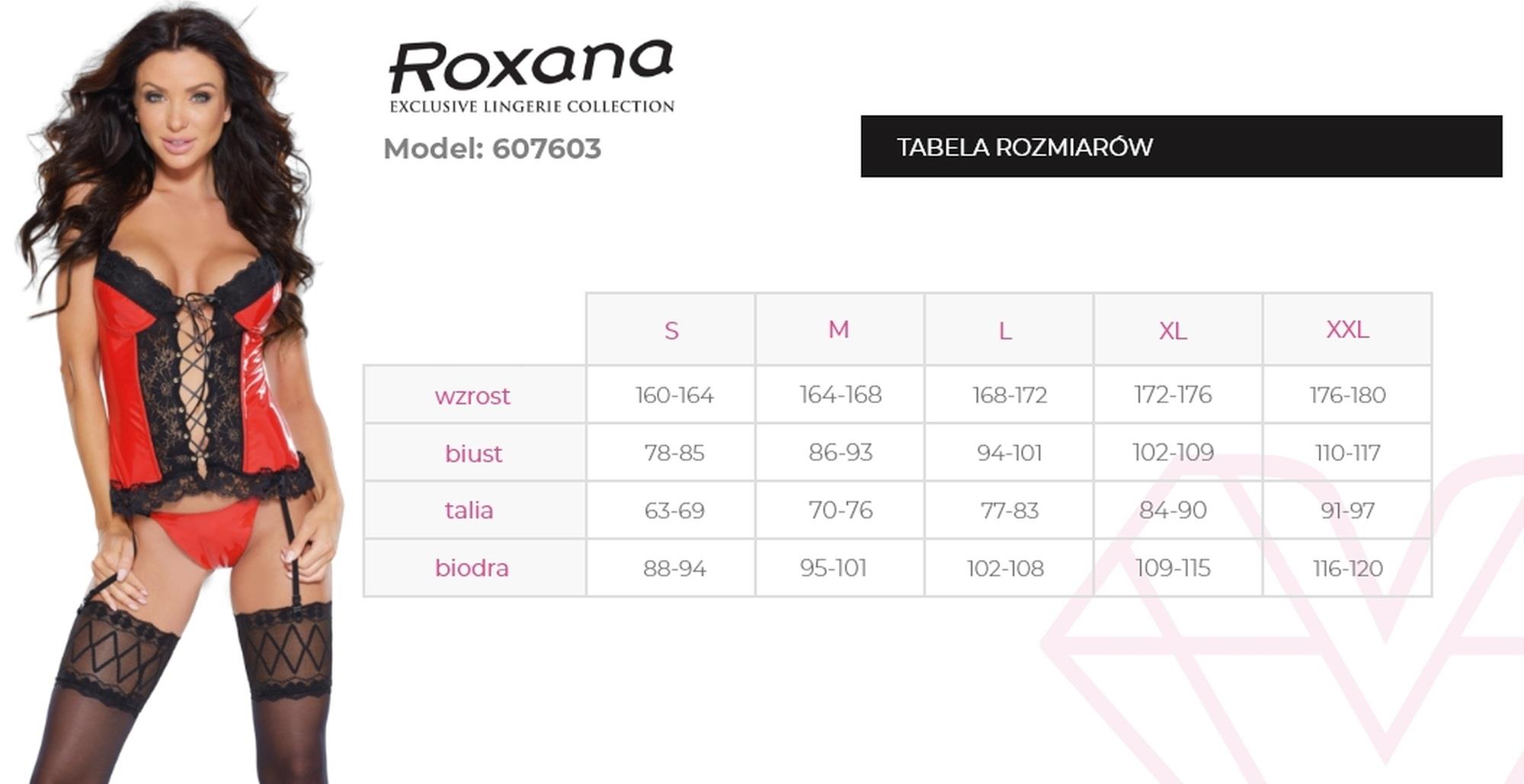 Gorset i stringi 6076 – czerwony połysk, fiszbiny, L — zdjęcie 4