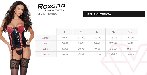 Gorset i stringi 6359 – czarno‑czerwony, S — zdjęcie 4