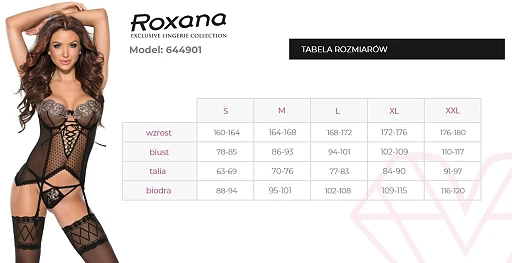 Gorset i stringi 6449 – czarne, siateczkowe, wiązany przód, S — zdjęcie 4