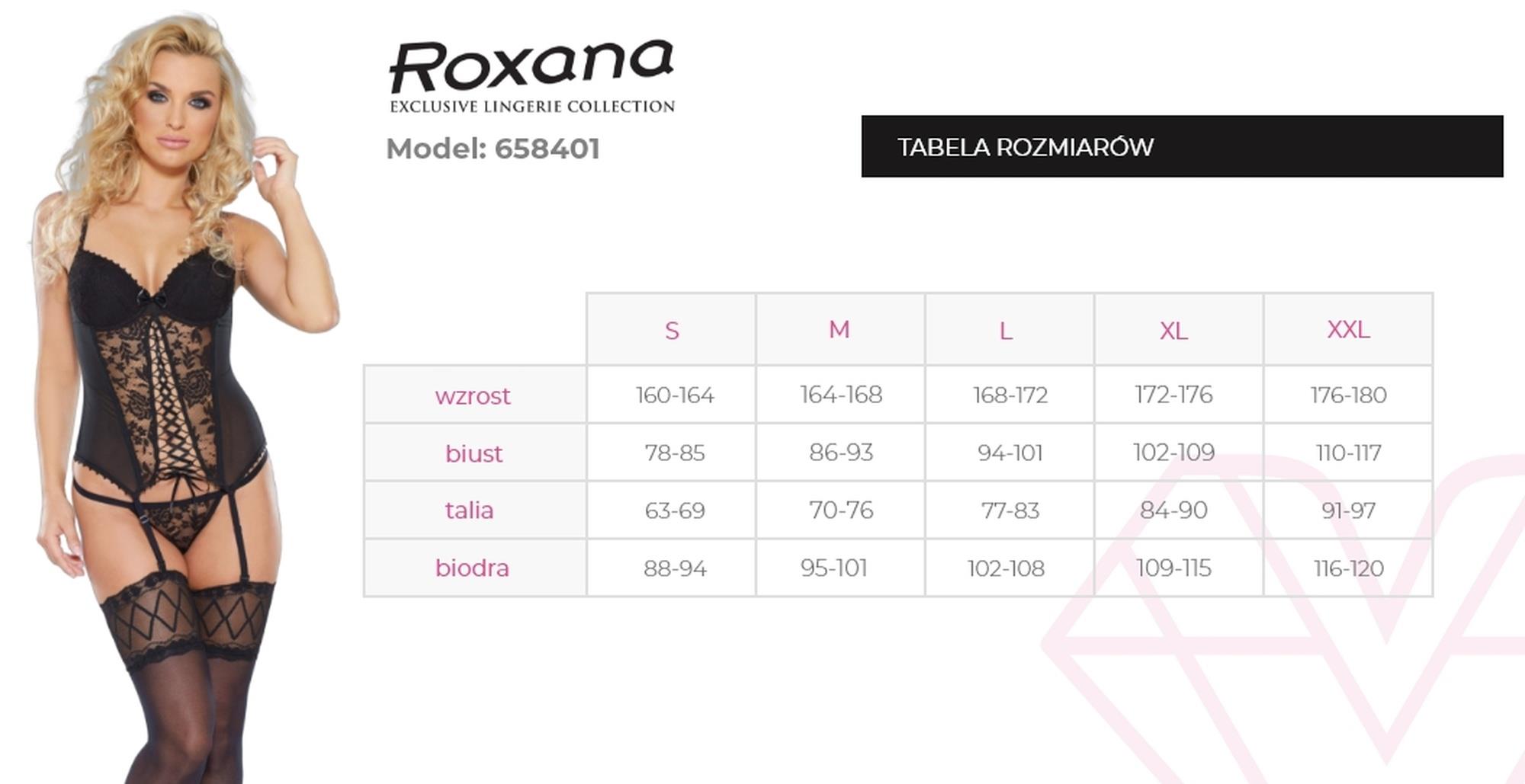 Gorset i stringi 6584 – czarne, siateczkowe, koronka, S — zdjęcie 4