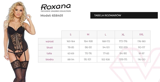 Gorset i stringi 6584 – czarne, siateczkowe, koronka, S — zdjęcie 4