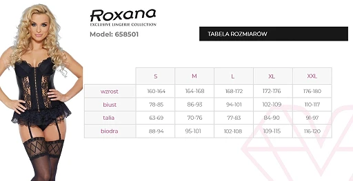 Gorset i stringi – czarne, satynowe i koronkowe, M — zdjęcie 4