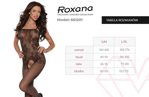 Bodystocking 6612 – siateczkowe, żakardowe wzory, S/M — zdjęcie 4