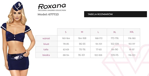 Kostium stewardessy – granatowy, top i mini spódniczka, XXL — zdjęcie 4
