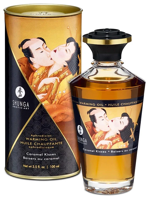 Olejek do masażu Shunga Caramel Kisses – rozgrzewający, 100 ml — zdjęcie 2