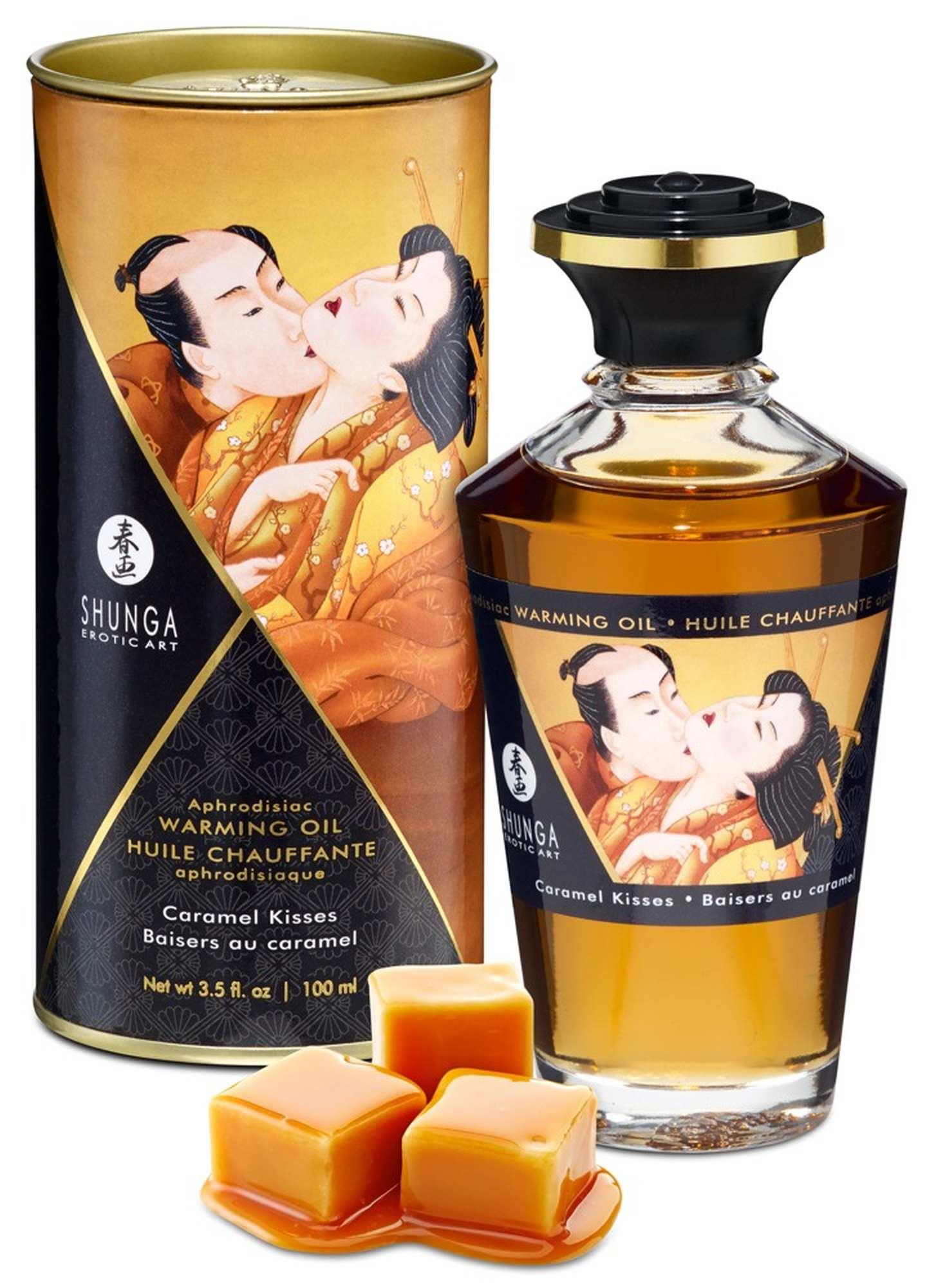 Olejek do masażu Shunga Caramel Kisses – rozgrzewający, 100 ml — zdjęcie 3
