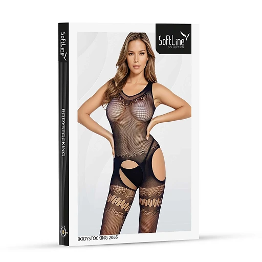 Bodystocking – czarne, siateczkowe, wycięcia, One Size — zdjęcie 3