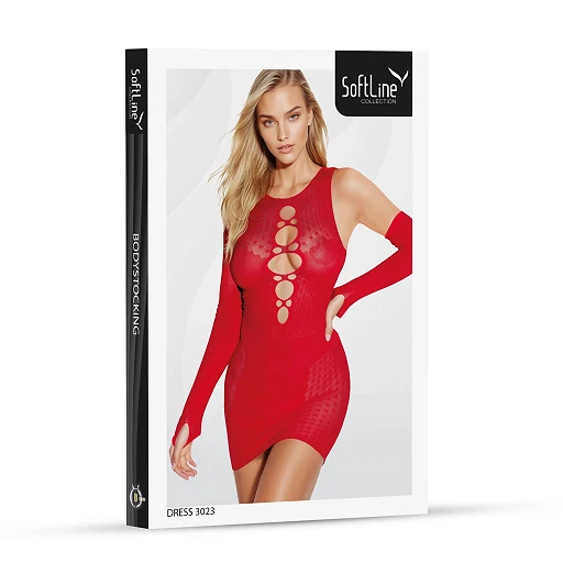 Sukienka erotyczna SoftLine 3023 – czerwona, One Size — zdjęcie 3