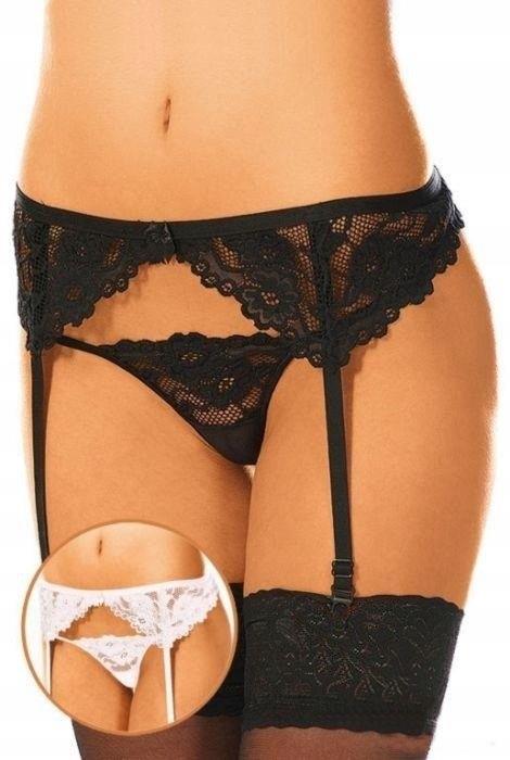 Pas do pończoch z koronką 3309 – czarny, S/M — zdjęcie 1