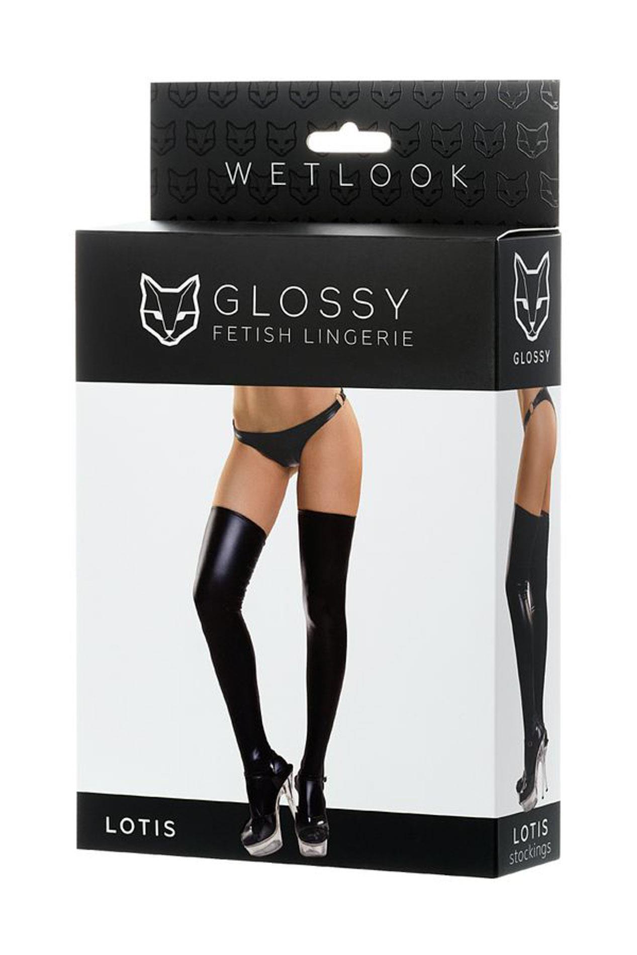 Pończochy wetlook Lotis – czarne, L — zdjęcie 4