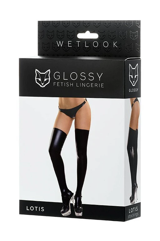 Pończochy wetlook Lotis – czarne, L — zdjęcie 4