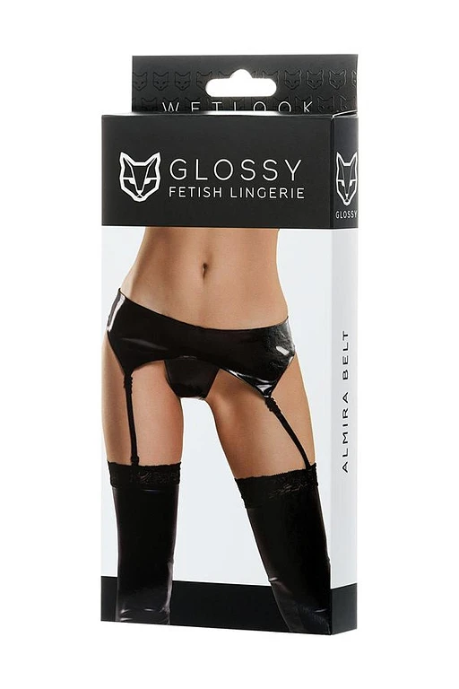 Pas do pończoch i majtki Almira – czarne, wetlook, XL — zdjęcie 4