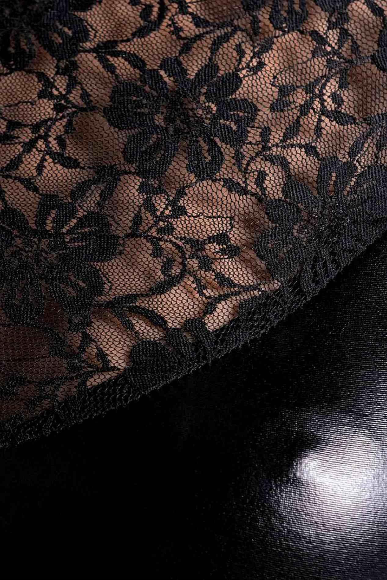 Sukienka – czarna wetlook z koronką, L — zdjęcie 4