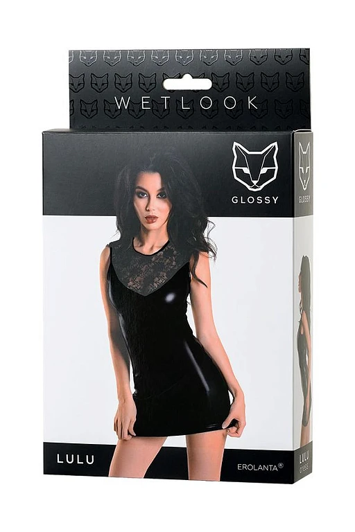 Sukienka – czarna wetlook z koronką, L — zdjęcie 5