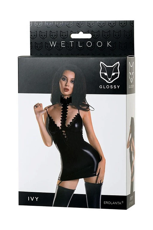 Sukienka wetlook Ivy – czarna, koronka, L — zdjęcie 4