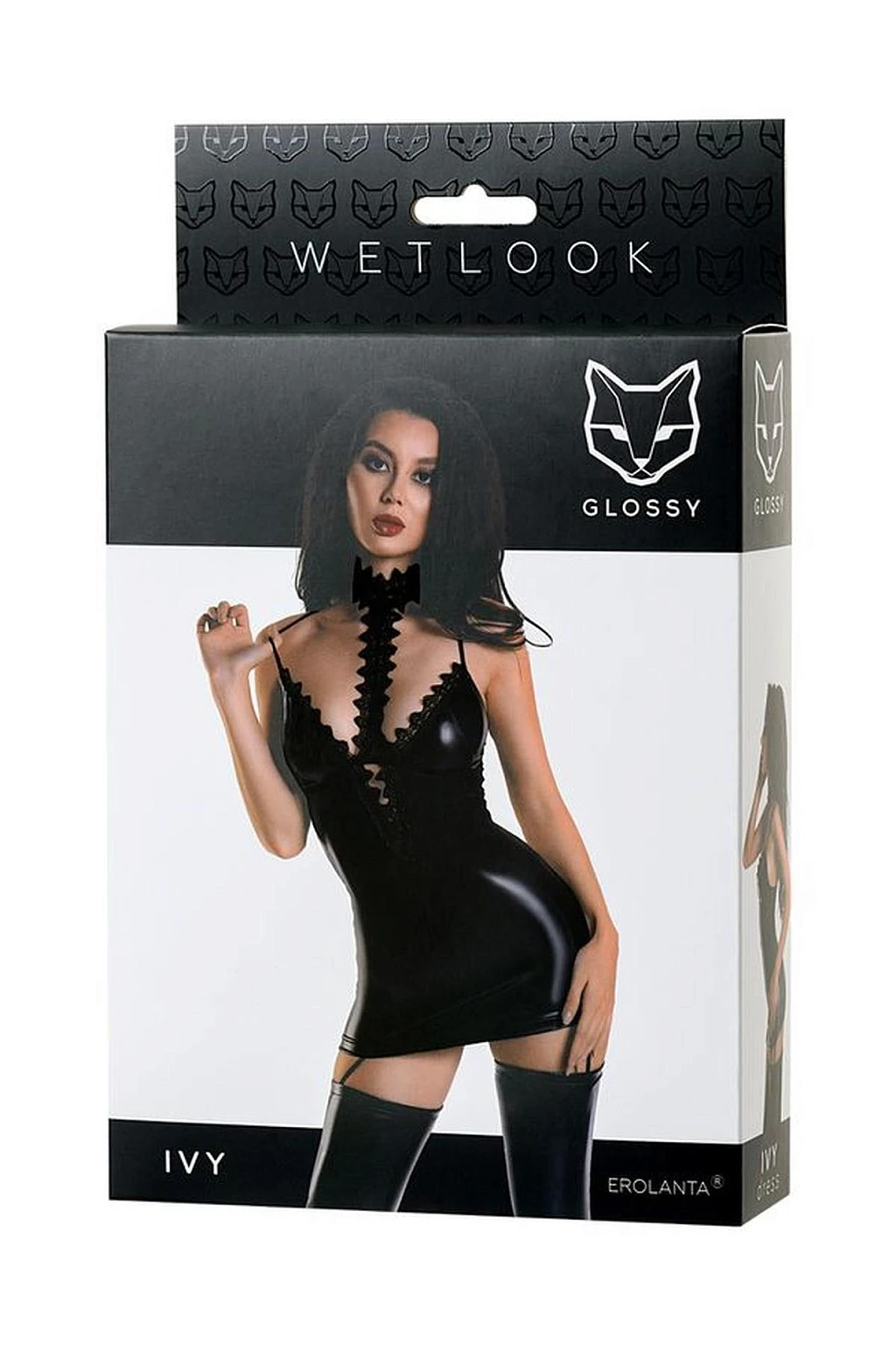 Sukienka Ivy - czarny Wetlook z koronką S — zdjęcie 4